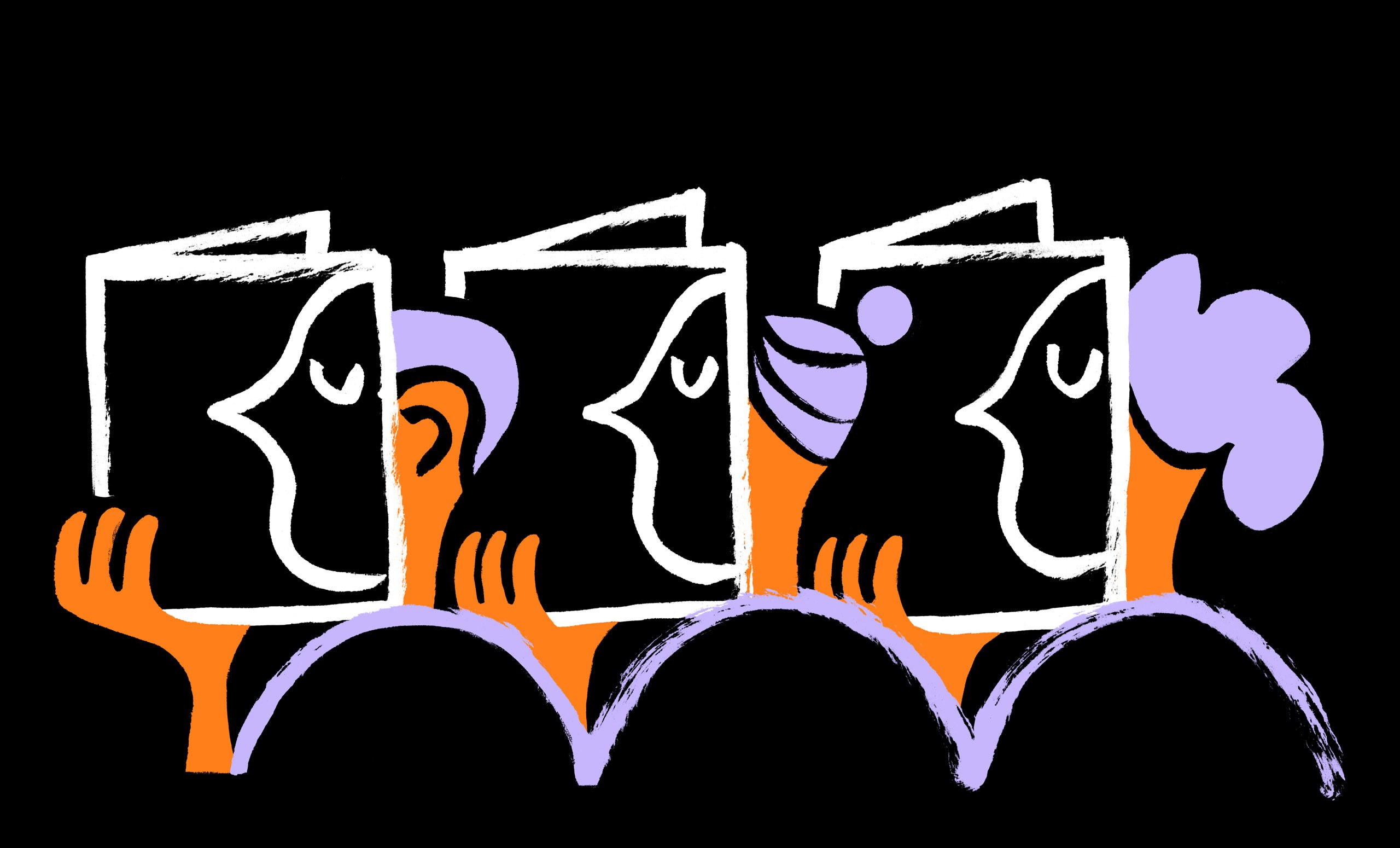 Illustrazione: lettori con il libro aperto
